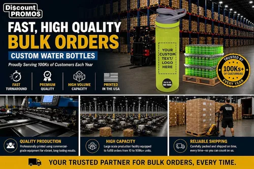 Vista 2 de DISCOUNT PROMOS Botellas de agua deportivas personalizadas de 22 onzas. Juego de 10/50/100, paquete a granel personalizado, reutilizables, a prueba