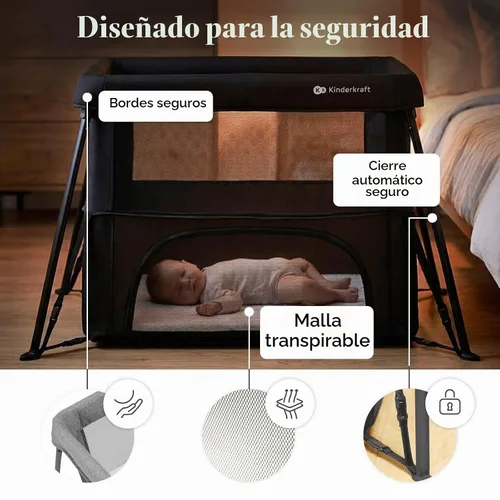 Vista 4 de Kinderkraft CAMI - Cama de bebé 3 en 1, cama de viaje para bebé, desde el nacimiento hasta los 3 años, cuna de bebé, cuna de viaje, fácil de plegar
