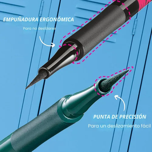 Vista 3 de Maybelline Eyestudio Master Precise All Day - Delineador líquido impermeable para todo el día, negro, 2 unidades (el embalaje puede variar)