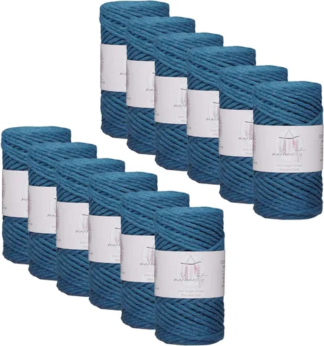 Vista 56 de Makromecity, Cordón de macramé de un solo hilo de 3 mm x 100 yardas (300 pies) de 3 mm de cordón de algodón azul bebé para arte y manualidades