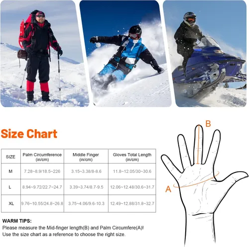 Vista 6 de Guantes calefactables, guantes térmicos para hombres y mujeres, guantes eléctricos recargables, impermeables, calentadores de manos, guantes