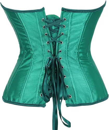Vista 3 de Corset Tops for Women Satin Lace Up Corset Top Plus Size Gothic Corset Overbust
