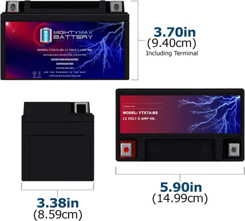 Vista 2 de Mighty Max Battery YTX7A-BS Reemplazo para Yamaha Scooter YJ125T Vino 125 2004-09