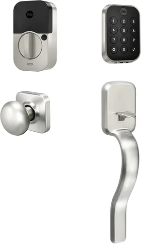 Vista 9 de Yale Assure Lock 2 - Cerradura con teclado y Bluetooth con palanca Norwood en cuero negro satinado