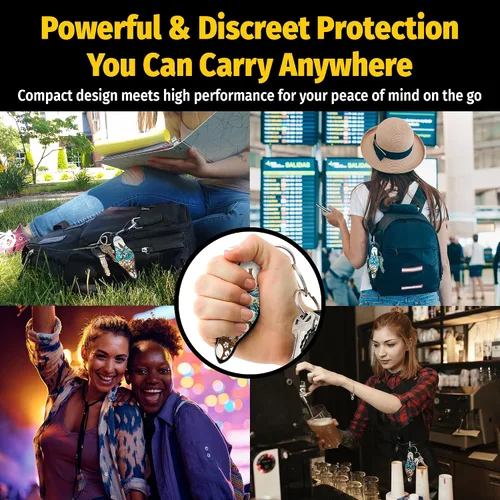 Vista 3 de MUNIO Llavero de autodefensa, elegante y portátil, herramienta de seguridad para mujeres y hombres, no letal, aprobado por la TSA, fabricado