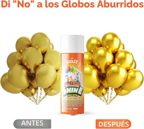 Vista 2 de LOOLEY Spray de brillo para globos, 7 onzas líquidas de larga duración, aerosol de globo de alto brillo, fórmula impermeable y brillo instantáneo