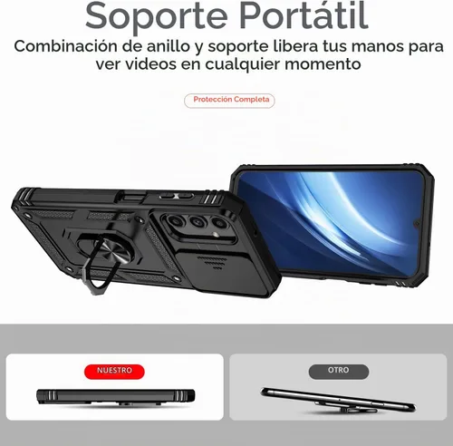 Vista 6 de Funda para Samsung Galaxy A25 5G con cubierta deslizante para cámara, protector de pantalla HD [grado militar de 16 pies probada en caídas] Soporte