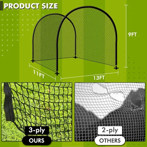 Vista 2 de Baseball Batting Cage for Backyard, Softball Cage Batting Net Portable with Carrying Bag Detachable Door with Hitting Target for Batting Training