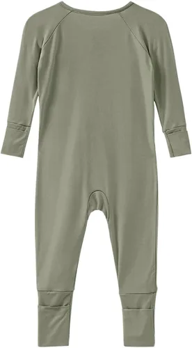 Vista 30 de Pijama de viscosa de bambú sin pies para niños y niñas, pijamas con cremallera para dormir y jugar, mameluco - 0-24 meses