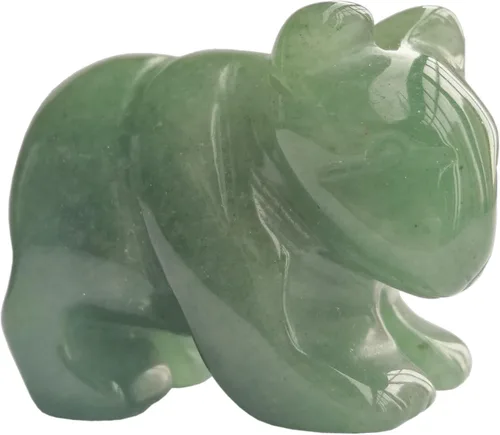 Vista 5 de Figuras naturales de oso de piedra de sangre africana, cristales tallados a mano de 1.5 pulgadas y estatua de piedra curativa para decoración