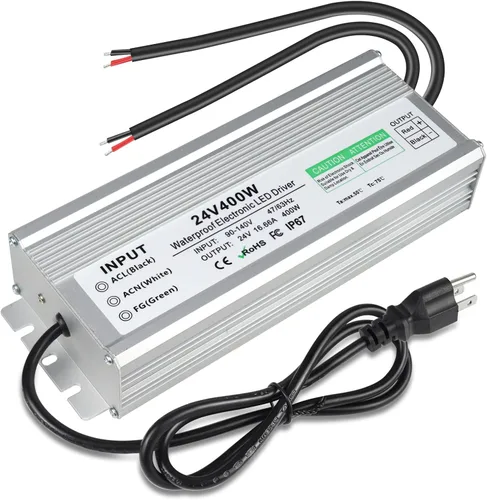 Vista 9 de Controlador LED de 400 vatios, transformador de bajo voltaje de 12 V CC, fuente de alimentación LED IP67 impermeable, adaptador con enchufe de 3
