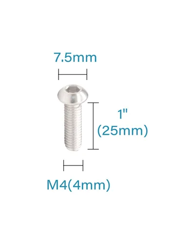 Vista 3 de M4-0.7 x 1 Tornillos de cabeza de botón Tornillos (50 piezas) 18-8 Acero inoxidable 304 Allen Tornillo de máquina de rosca completa ISO7380 por