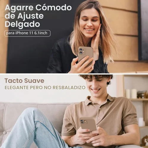 Vista 2 de Vooii Compatible con iPhone 11 Funda, Silicona Líquida Mejorada con [Bordes Planos] [Protección de Cámara] [Forro de Microfibra Suave Antiarañazos]