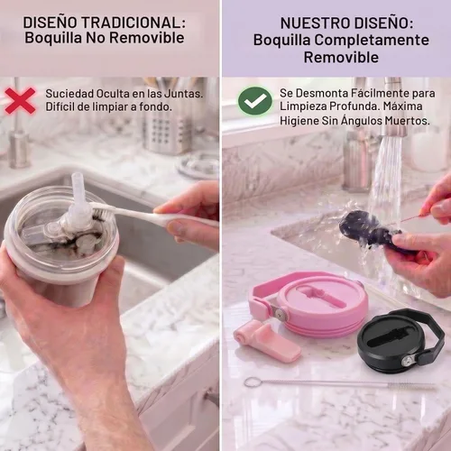 Vista 6 de Tapas con popote plegables a prueba de fugas ANTAND para reemplazo de tapa Stanley 30 oz, para accesorios de taza de vaso Stanley Quencher, tapa