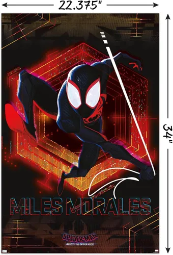 Vista 3 de Marvel Spider-Man: Across the Spider-Verse - Póster de pared Miles, 34 pulgadas de largo x 22.4 pulgadas de ancho, versión sin marco