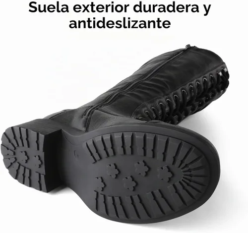 Vista 5 de DREAM PAIRS - Botas de montar de caña alta con acabado de poliuretano para mujer negro (Georgia-Black)