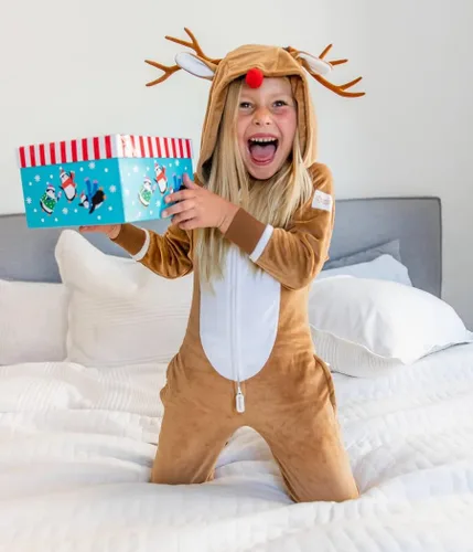 Vista 6 de Tipsy Elves Rudolph The Red Nosed Reno Mono - Lindo Mono de Rudolf Marrón Fiesta Animal Mono para la Familia