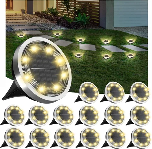 Vista 12 de INCX Luces solares de tierra, paquete de 10 luces solares impermeables para exteriores, luces solares de jardín, iluminación de paisaje para patio