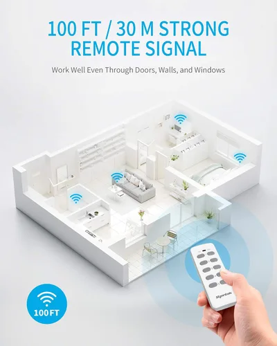 Vista 4 de Tomacorriente con Control Remoto Interruptor de Luz Inalámbrico para Electrodomésticos, Kit de Interruptor de Luz Remoto Expandible, Alcance