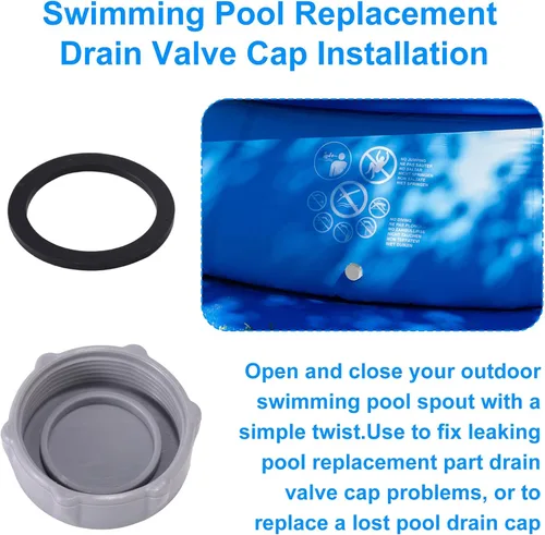 Vista 5 de 2 piezas de repuesto para piscina Coleman, tapa de válvula de drenaje y conector de manguera compatible con accesorios de piscina Coleman, piezas