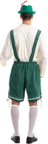 Vista 6 de Disfraz de Oktoberfest bávaro alemán para hombre juego verde para fiesta de disfraces de Halloween y festival de cerveza fiesta temática alemana