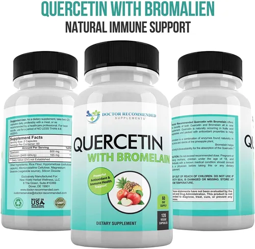 Vista 7 de DOCTOR RECOMMENDED SUPPLEMENTS Quercetina 800 mg con bromelina 165 mg por porción, 120 cápsulas vegetarianas, suministro completo para 60 días