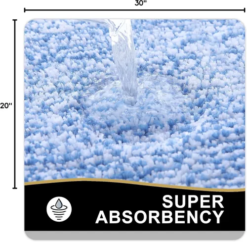 Vista 3 de OLANLY Alfombra de baño e inodoro en forma de U, tamaño de alfombra de baño 30 x 20 pulgadas y alfombra de inodoro de 24 x 20 pulgadas, color azul