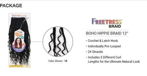 Vista 3 de FreeTress - Trenzas de ganchillo boho hippie de 12 pulgadas (caramelo)