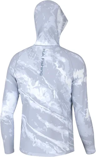 Vista 2 de HUK Sudadera con capucha para hombre con diseño de persecución, protección solar, camisa de pesca con capucha