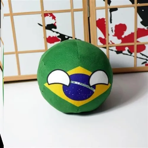 Vista 2 de Peluche de Countryball Polandball de 3.9 pulgadas, juguete de peluche de anime, cosplay, mini cojín, llavero para decoración del hogar, Brasil, 3.9