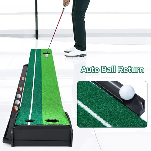 Vista 3 de Dollox Putting Green - Alfombrilla de Putting de Golf para Interiores, Alfombrilla con Retorno Automático de Pelota, Set de Mini Golf Accesorios