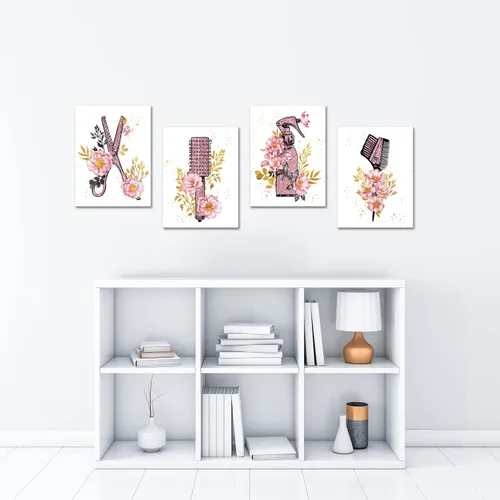 Vista 3 de SkenoArt Salón de belleza Arte de pared Herramientas de corte de pelo Pintura Peluquería Decoración de pared Decoración de pared Moda Cosmética