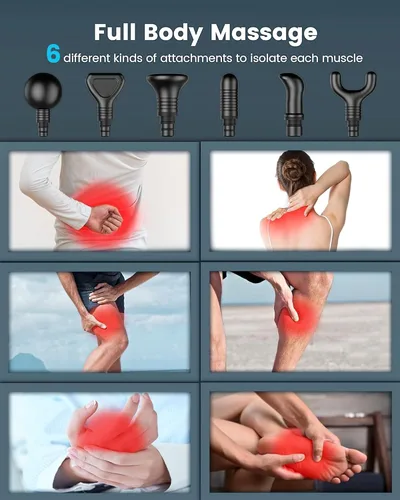 Vista 5 de AYURA Pistola de masaje de tejido profundo, pistola masajeadora muscular para aliviar el dolor, pistola de masaje de percusión con 30 velocidades