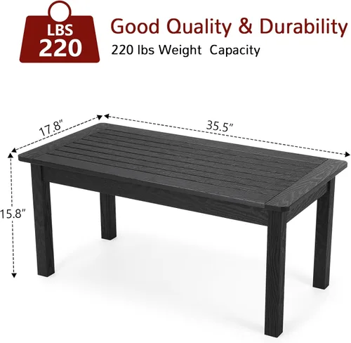 Vista 3 de Stoog Mesa auxiliar para exteriores, mesa auxiliar de madera de polietileno para todo tipo de clima, mesa auxiliar rectangular para patio trasero