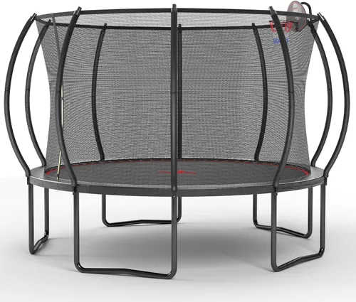 Vista 6 de SkyBound Trampolín con postes acolchados de seguridad curvos – Trampolines grandes aprobados por ASTM para exteriores para niños y adultos