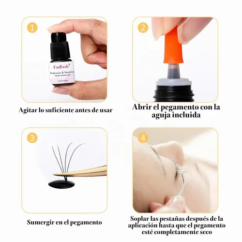 Vista 4 de FADLASH - Pegamento para extensiones de pestañas, extra fuerte, 0.2 fl oz, 1 S, tiempo de secado, 8 semanas de retención de pestañas, pegamento