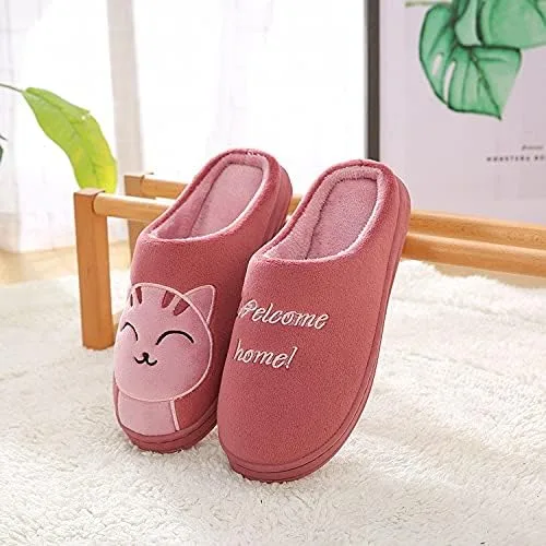 Vista 2 de NOLDARES Pantuflas para mujer, con bordado de dibujos animados, cómodas, planas, de gamuza, más terciopelo con espuma viscoelástica