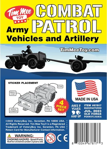 Vista 8 de TimMee Combat Patrol Willys & Artillery - Juego negro de 4 piezas fabricado en Estados Unidos