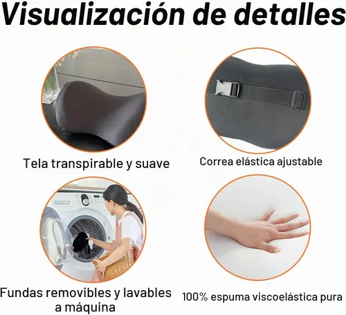 Vista 2 de Almohada súper cómoda para reposacabezas de automóvil, ajuste universal Paquete de 1/Negro/Súper Cómodo