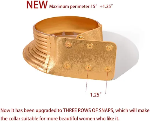 Vista 4 de Gargantilla Gmqhd de oro estilo africano gótico punk egipcio Okoye de resina flexible similar al metal cuero grueso de moda para regalo
