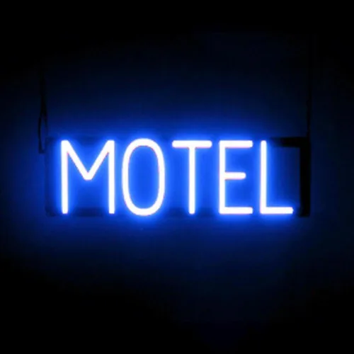 Vista 14 de SpellBrite HOTEL Sign Letrero relacionado con la hospitalidad con aspecto de neón, fuente de luz LED azul 19.8 x 6.3 pulgadas