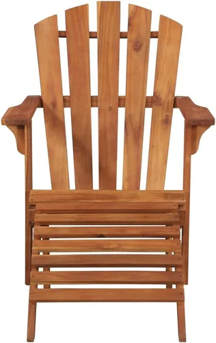 Vista 3 de Brown Solid Acacia Wood Adirondack Chair, Foldable Outdoor Seating for Patio Garden Pool, Ergonomic Design