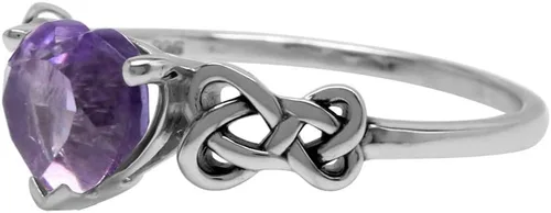 Vista 3 de Silvershake Anillo de plata de ley 925 con forma de corazón natural, amatista en forma de corazón