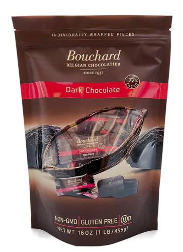 Vista 5 de Bouchard Chocolate negro belga prémium con 72% de cacao Piezas envueltas individualmente (1 libra)