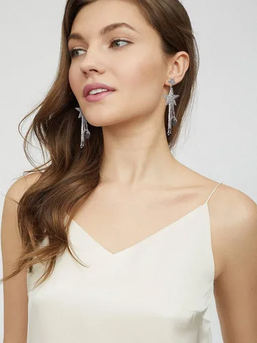Vista 6 de Star Earrings for Women Laser Star Sequin Earrings for Teen Girls Fringe Star Dangle Earrings Iridescence Star Design Drop Earrings Pearl Earrings