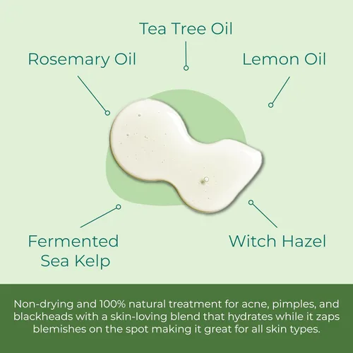 Vista 3 de Sea El Kelp Blemish Stick - Tratamiento de puntos negros y acné, aceite de romero y árbol de té, suero y tónico para la piel para mujeres y hombres