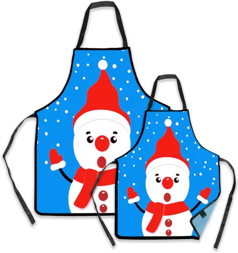 Vista 15 de Remimi Juego de 2 delantales de Navidad, impermeables, delantales de chef de cocina a juego para padres e hijos