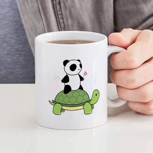 Vista 6 de CafePress Turtle And Panda - Taza de café de cerámica de 11 oz (11.0 fl oz)
