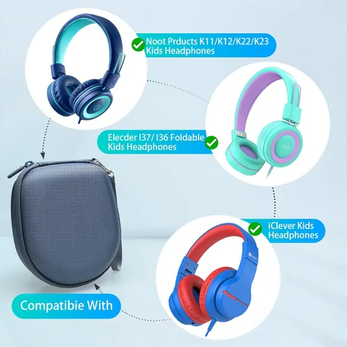 Vista 2 de Funda de auriculares para niños iClever/Noot/Acer, Etc, color azul, solo funda