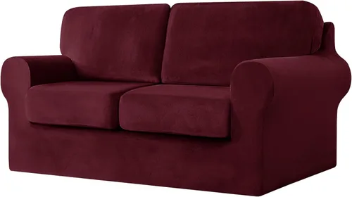 Vista 67 de UNBBRRL Fundas de sofá de 3 piezas para sofá, funda de terciopelo elástico para sillón con 1 funda de cojín de asiento y 1 funda de respaldo
